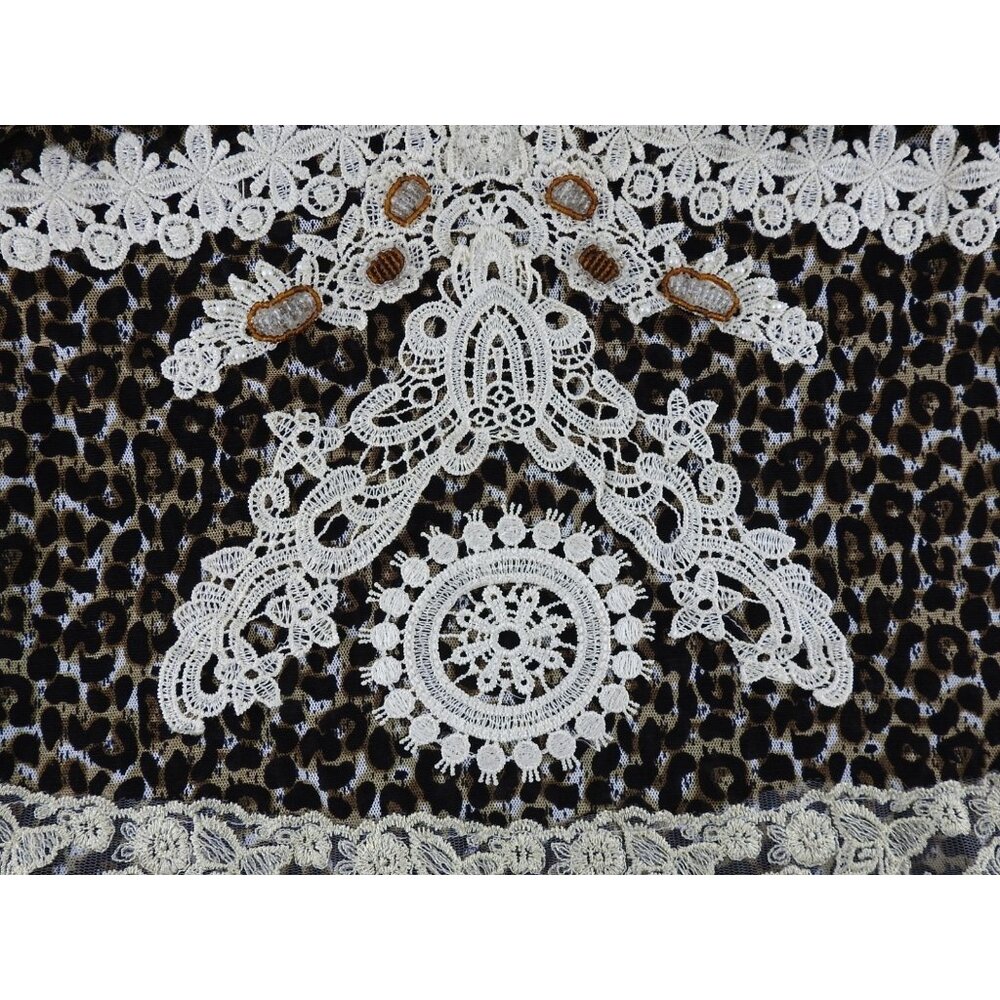 Vintage Passion Concept Leopard Lace Boho Tunic Top Womens Sz M Y2K - Picture 10 of 12